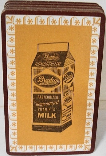 Bradco milk carton ad playing cards
