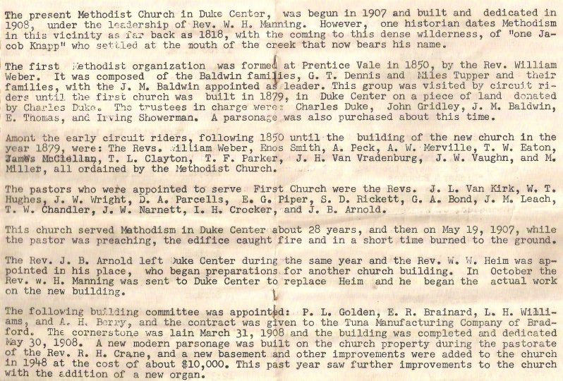 Inside of Previous 1951 Church Pamphlet -don./C. Humphrey