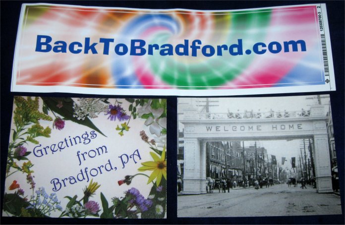 bumper sticker & 2 postcards