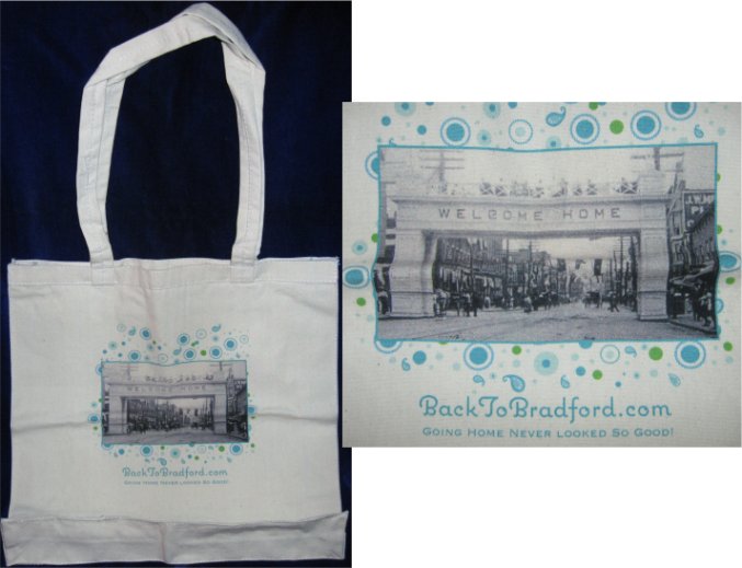 Back to Bradford logo canvas tote