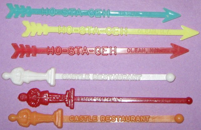 Ho-Sta-Geh & Castle Restaurant drink stirrers, Olean NY