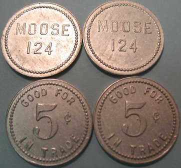 Bradford Moose Lodge 124 - tokens