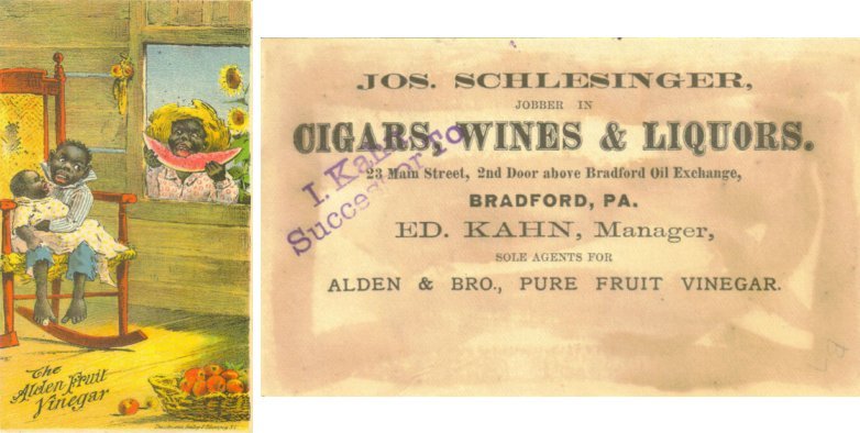 Vinegar Ad Card - Schlesinger & Kahn of Bradford