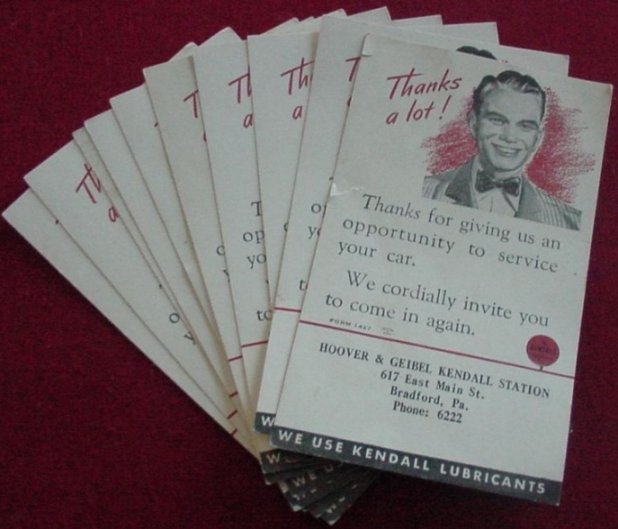 Kendall Gas Station Ad Cards