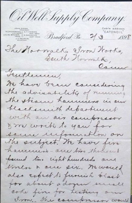 1898 Oil Well Supply Company letterhead