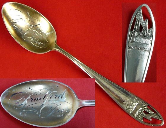 Oil Gusher - Bradford, PA - souvenir spoon