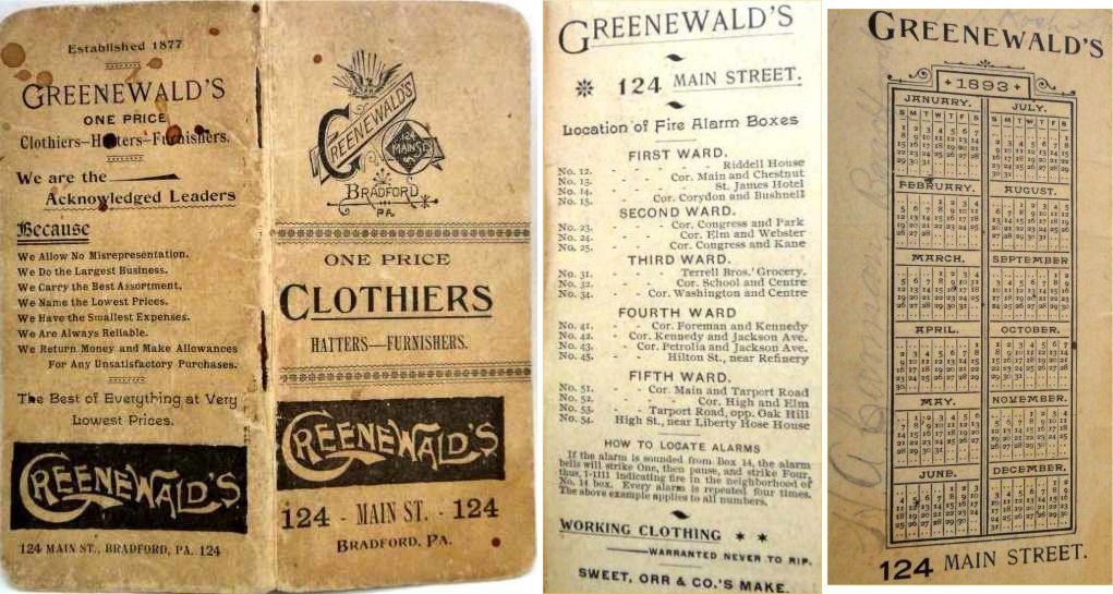 Greenewald's advertising pocket notebook 1893