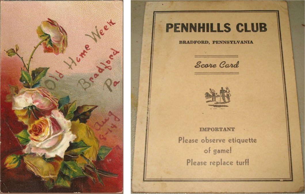 1909 Old Home Week postcard / Pennhills Club score card