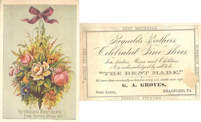 Reynolds Bros Fine Shoes - GA Groves ad card