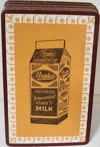 Bradco milk carton ad playing cards