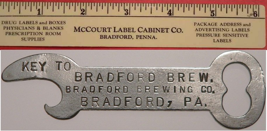McCourt Label ruler / Bradford Brewing Co bottle opener
