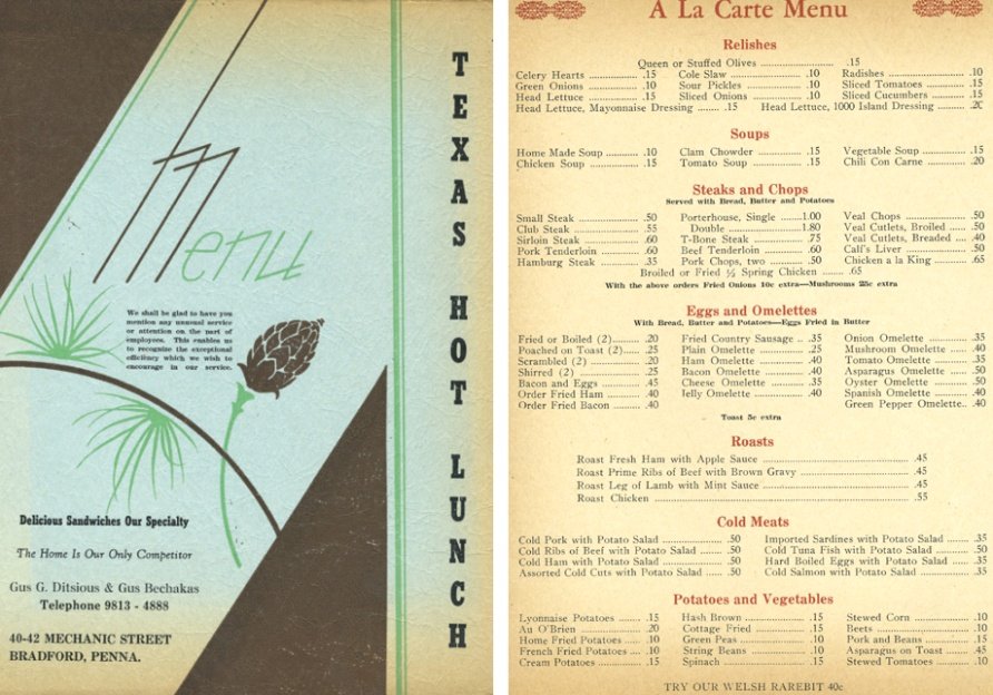 Texas Hot Lunch menu