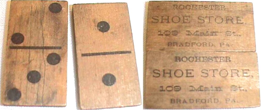 Wood Domino Ad Cards - Rochester Shoe Store