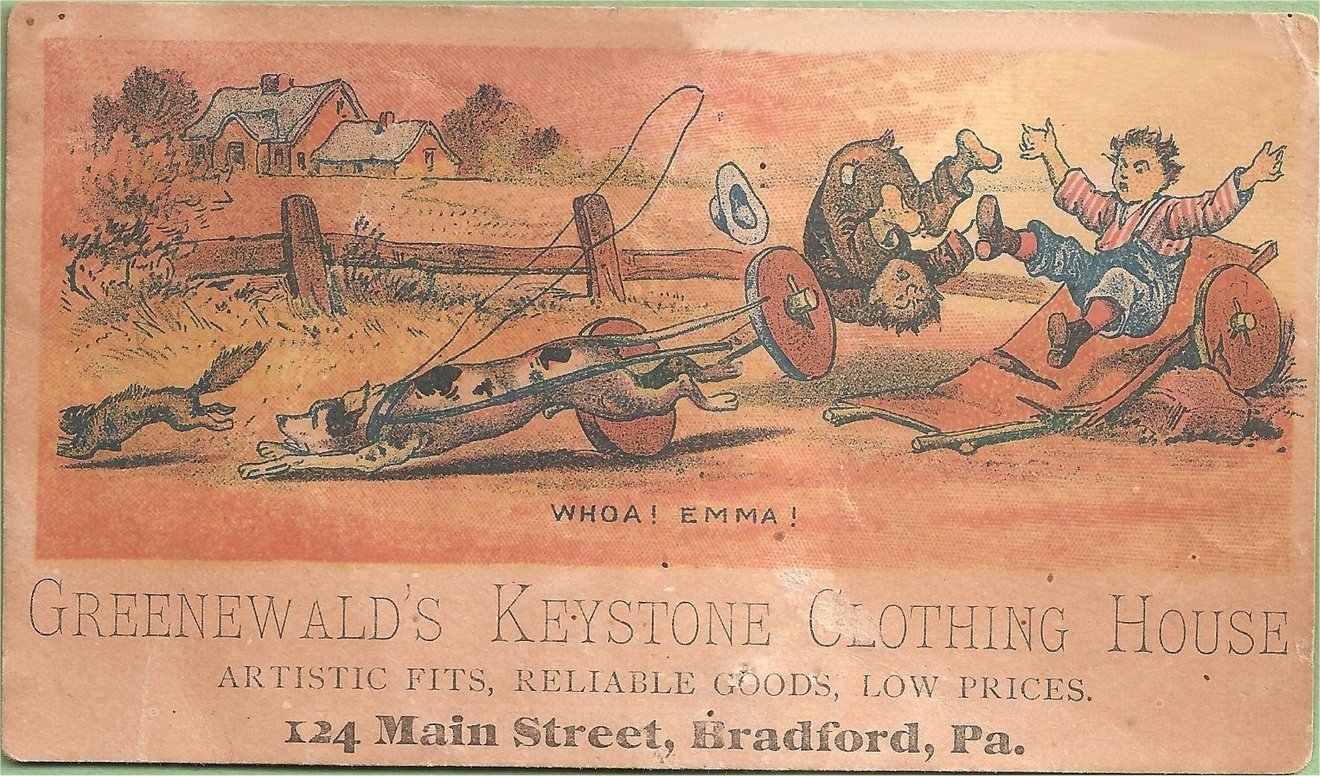Greenewald's Keystone Clothing House - ad card