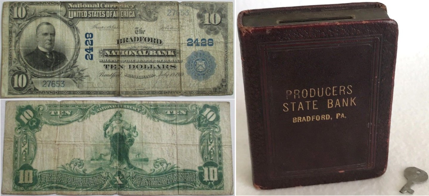 Bradford National Bank $10 bill / Producers Bank bank