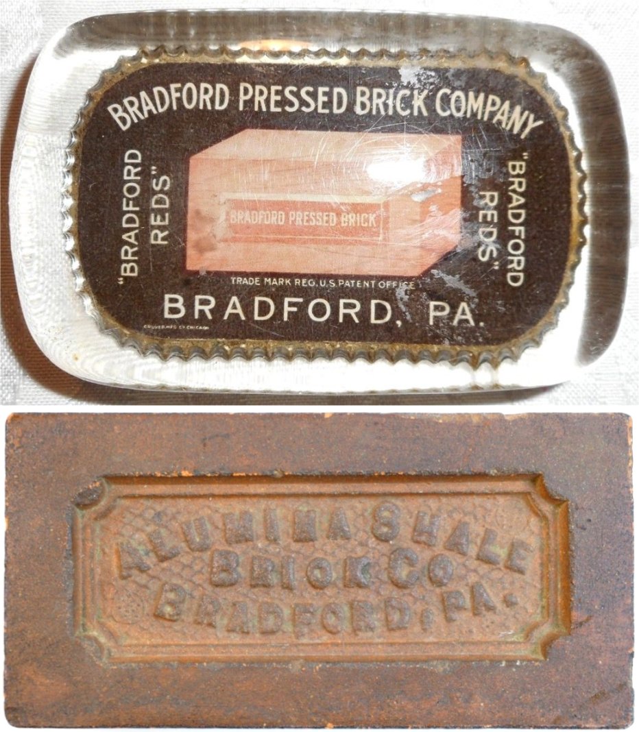 Bradford Pressed Brick Co / Alumina Shale Brick Co paperweights