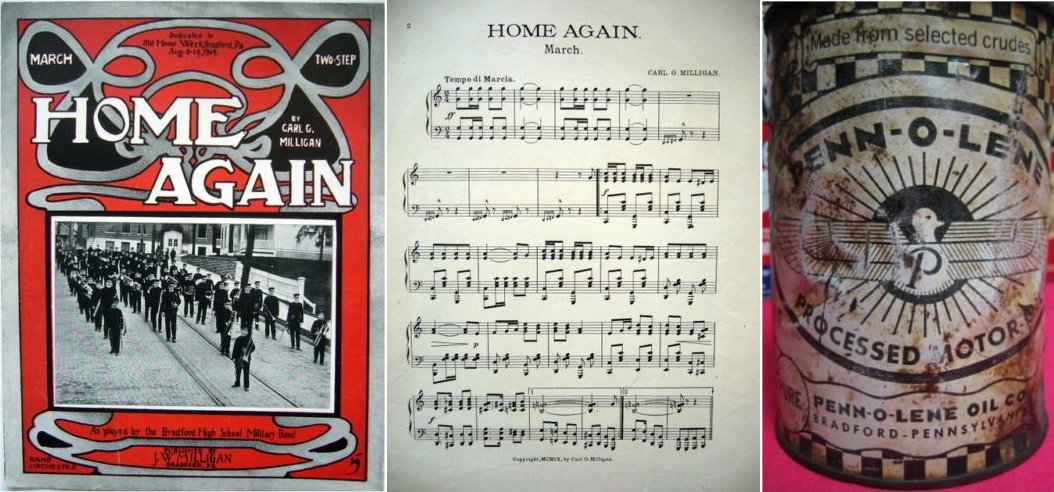 Home Again Sheet Music 1909 / Penn-O-Lene Oil Co can