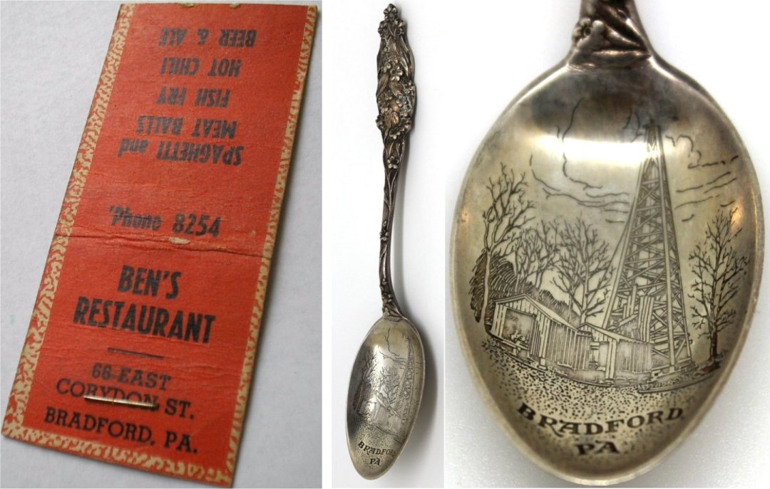 Ben's Restaurant matchbook / Bradford souvenir spoon