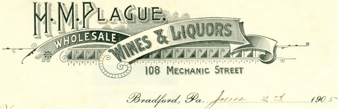 HM Plague Wines & Liquors 1905 letterhead