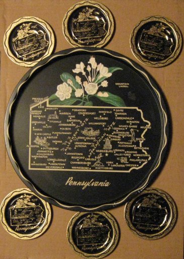 pa mountain laurel tray, coasters