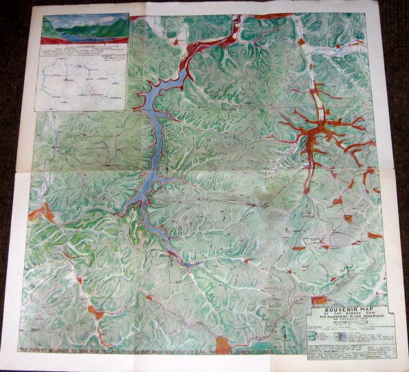 kinzua dam / allegheny reservoir area map 1963