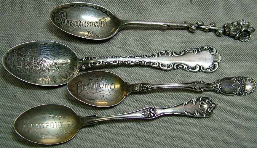 Bradford, PA souvenir silver spoons