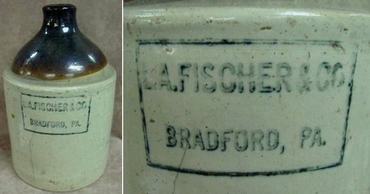 L.A. Fischer & Co. stonewear jug - donated by Lori Gross