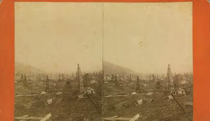 forest of oil derricks stereograph -don./D. Rathfon