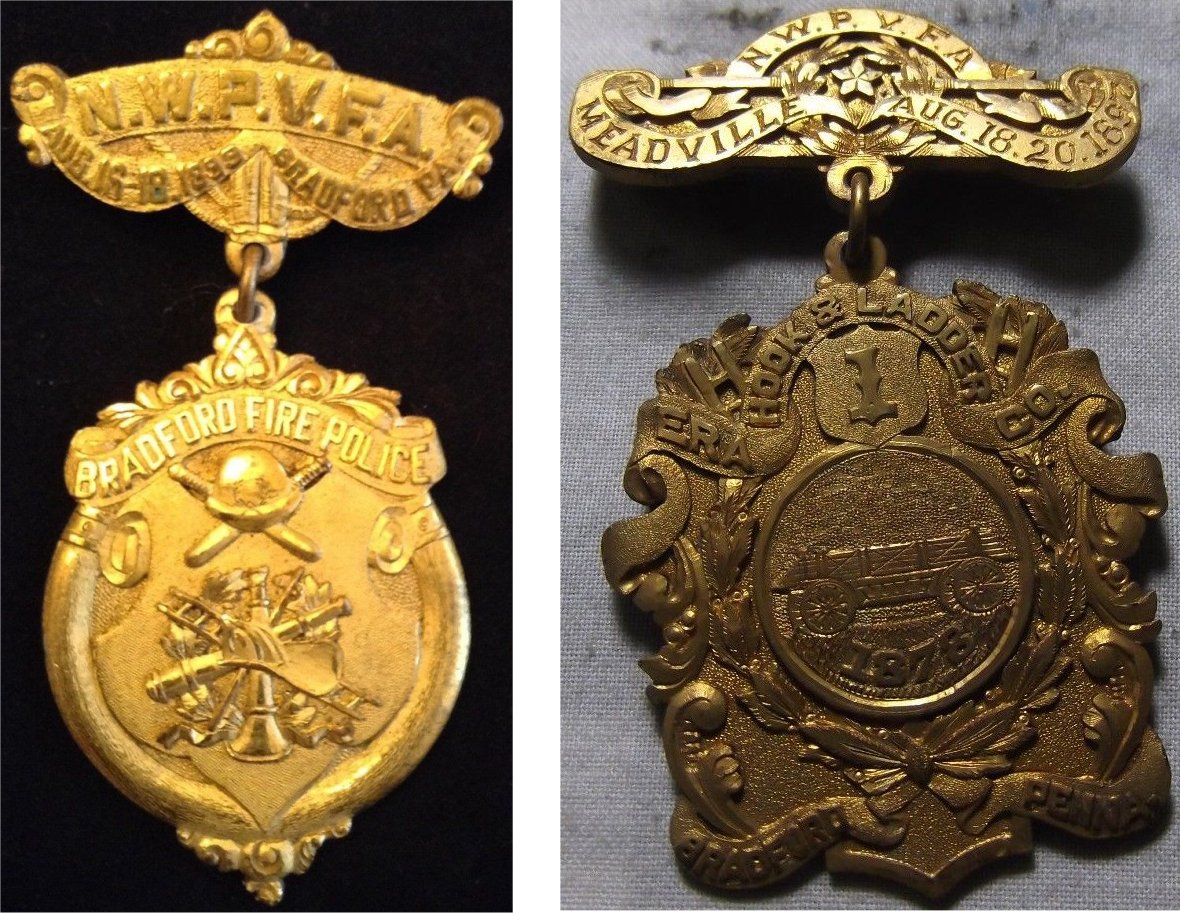 1899 Fire Police Convention Pin / 1897 Era Hook & Ladder Co pin